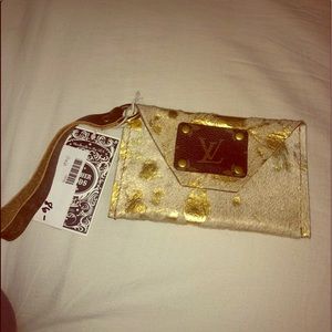 Repurposed Louis Vuitton Cowhide Wristlet